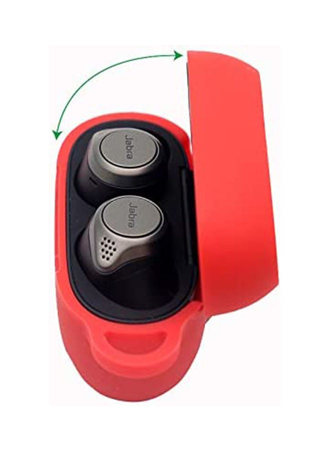 S-Color Silicone Earbud Case With Carabiner For Jabra Elite 75T Red - Image 3