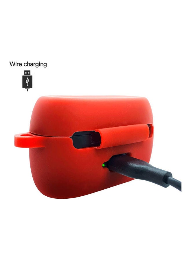 S-Color Silicone Earbud Case With Carabiner For Jabra Elite 75T Red - Image 4