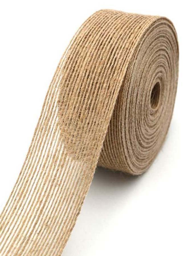 Generic Natural Jute Burlap Craft Ribbon Brown  - Image 2