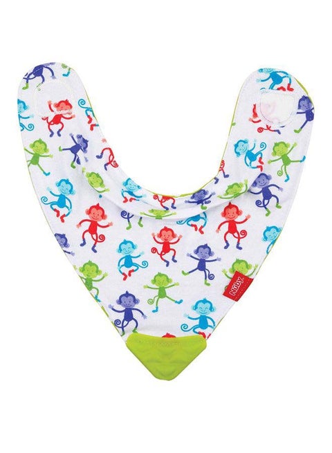 Monkey Printed Dribble Bibs With Teether Corner
