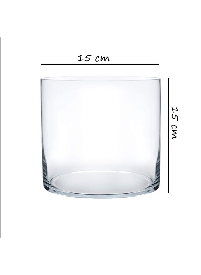 زهرية زجاجية أسطوانية شفاف 15 x 15سم - Image 2