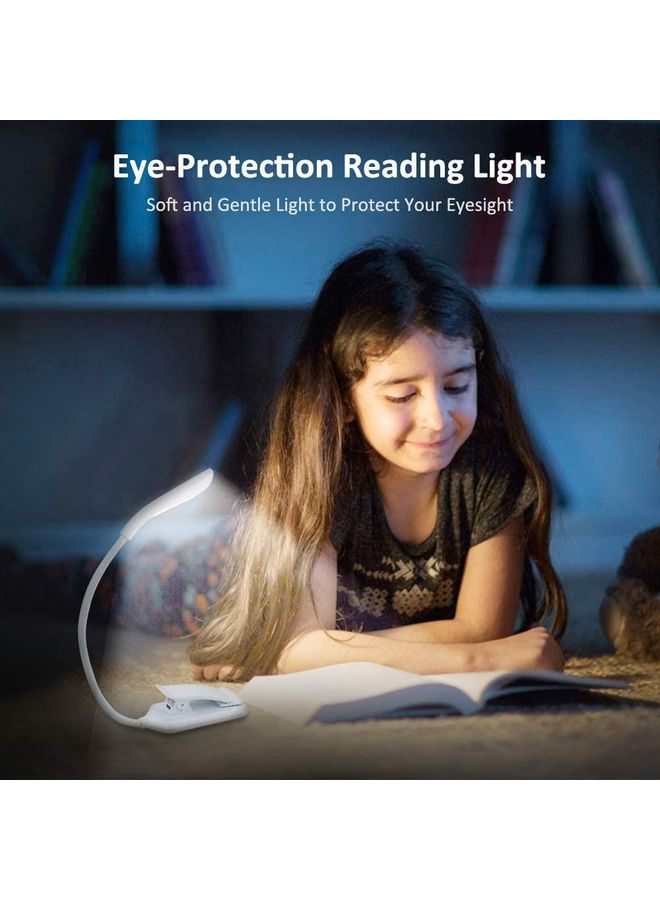 XiuWoo Babacom Reading Light, 360°Flexible Clip on Book Light, 7 LED 3-Level Brightness (Warm & Cool), USB Rechargeable, Touch Switch, Eye Care Mini Night Light for Reading in Desk, Table, Bed, Travel, etc. White - Image 4