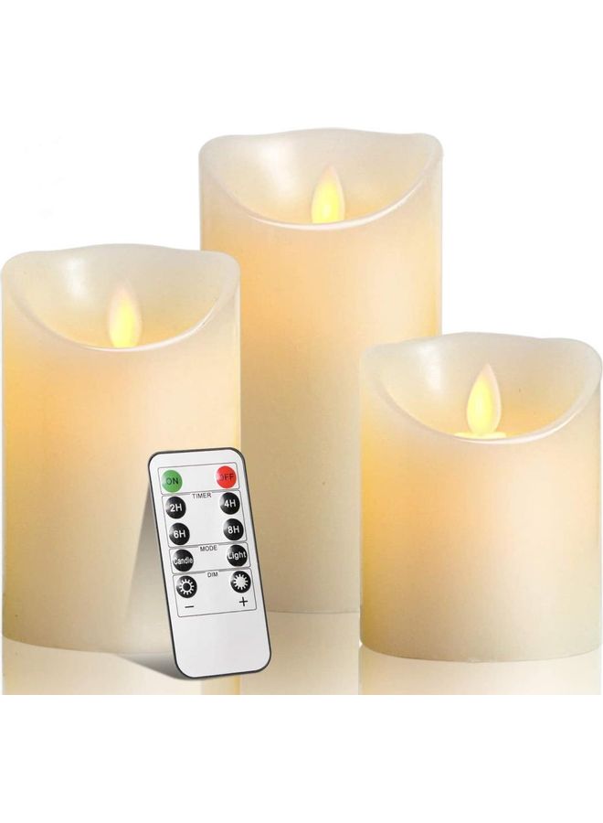 XiuWoo LED Real Wax Battery Candle Pillars White - Image 1