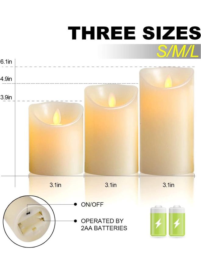 XiuWoo LED Real Wax Battery Candle Pillars White - Image 2