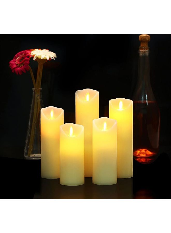 XiuWoo 5-Piece LED Real Wax Battery Flameless Candle Set White  - Image 2