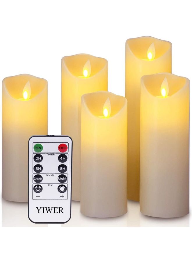 XiuWoo 5-Piece LED Real Wax Battery Flameless Candle Set White  - Image 1