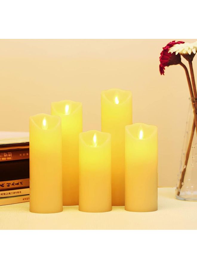 XiuWoo 5-Piece LED Real Wax Battery Flameless Candle Set White  - Image 3