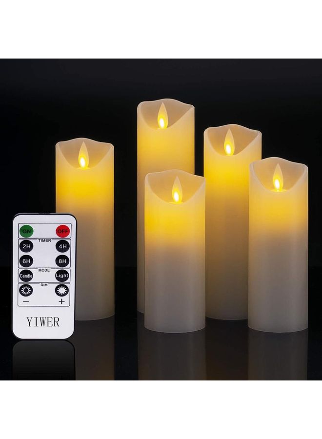 XiuWoo 5-Piece LED Real Wax Battery Flameless Candle Set White  - Image 4