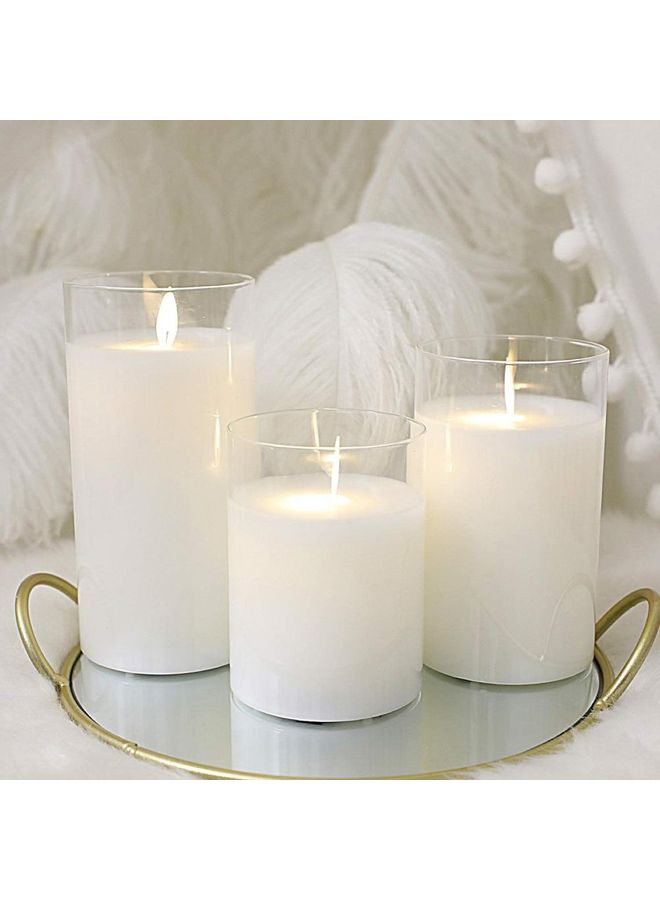 XiuWoo 3-Piece LED Real Wax Battery Flameless Candle Set White - Image 3