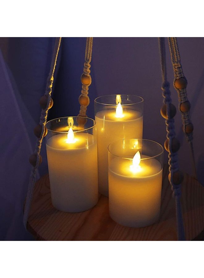 XiuWoo 3-Piece LED Real Wax Battery Flameless Candle Set White - Image 4