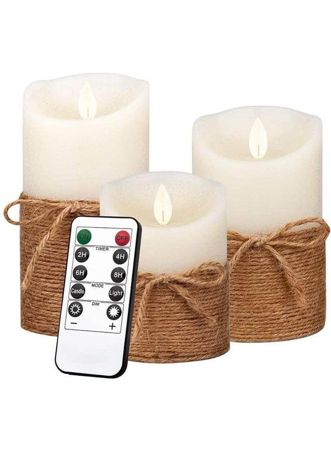 XiuWoo 3-Piece LED Real Wax Battery Flameless Candle Set White