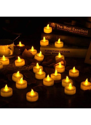 24-Piece LED Real Wax Battery Operated Flameless Candle Tea Light Set White - v1605951097/N42528374A_1