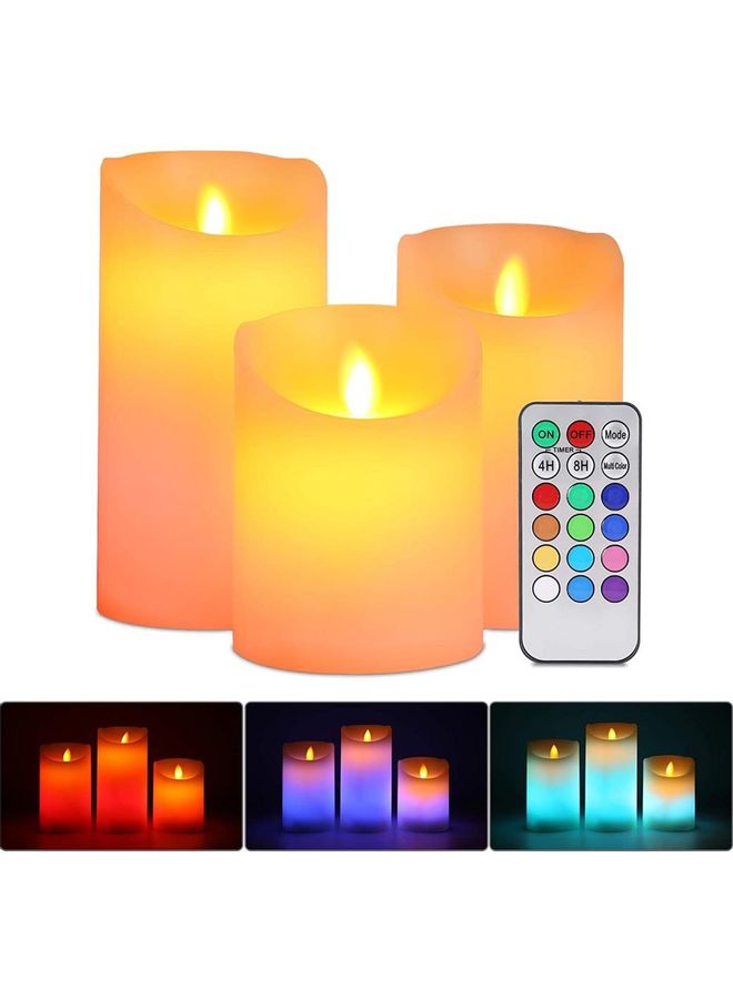 3-Piece LED Candle Light Set With Remote Control Timer Multicolour - v1605951100/N42528383A_1