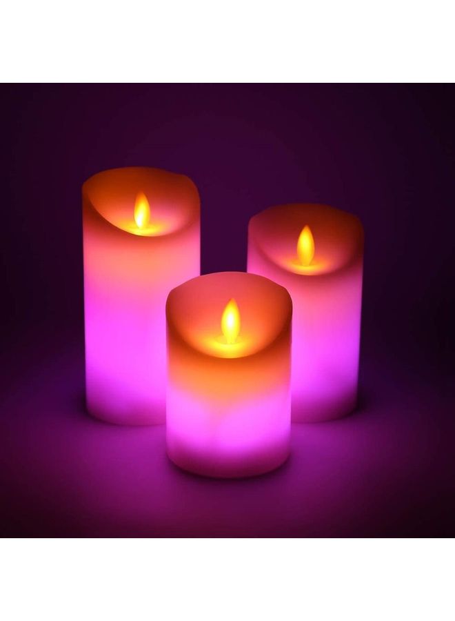 3-Piece LED Candle Light Set With Remote Control Timer Multicolour - v1605951100/N42528383A_2