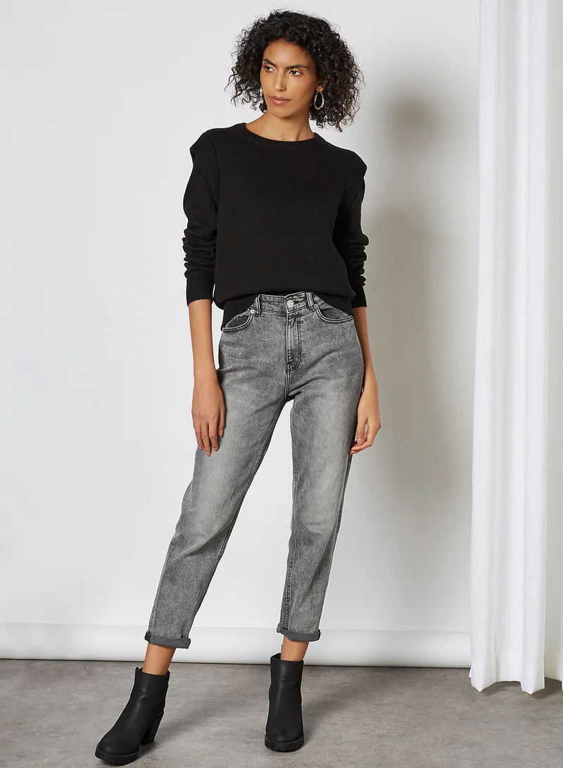 NOISY MAY Knitted Long Sleeve Sweater Black