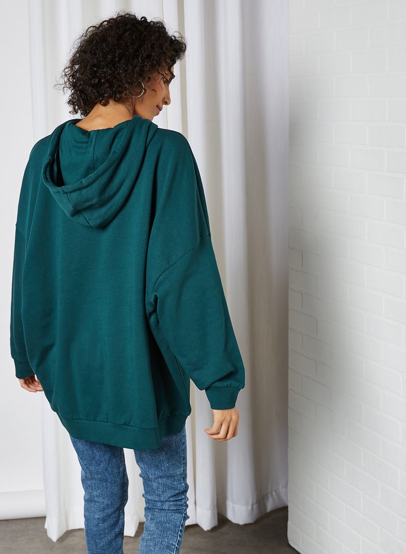 NOISY MAY - Au Revoir Print Long Sleeve Hoodie Ponderosa Pine Au Revoir - Image 1