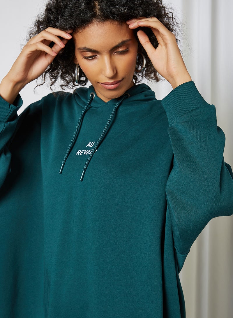 NOISY MAY - Au Revoir Print Long Sleeve Hoodie Ponderosa Pine Au Revoir - Image 1