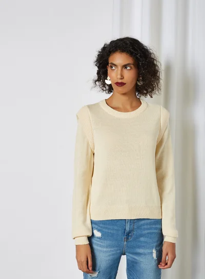 NOISY MAY Knitted Long Sleeve Sweater Ecru