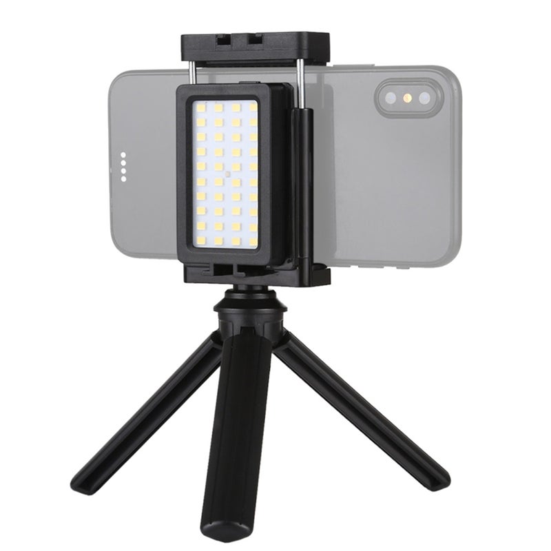 Generic Smartphone Tripod Stand with In-Built LED Fill Light Black  - Image 1