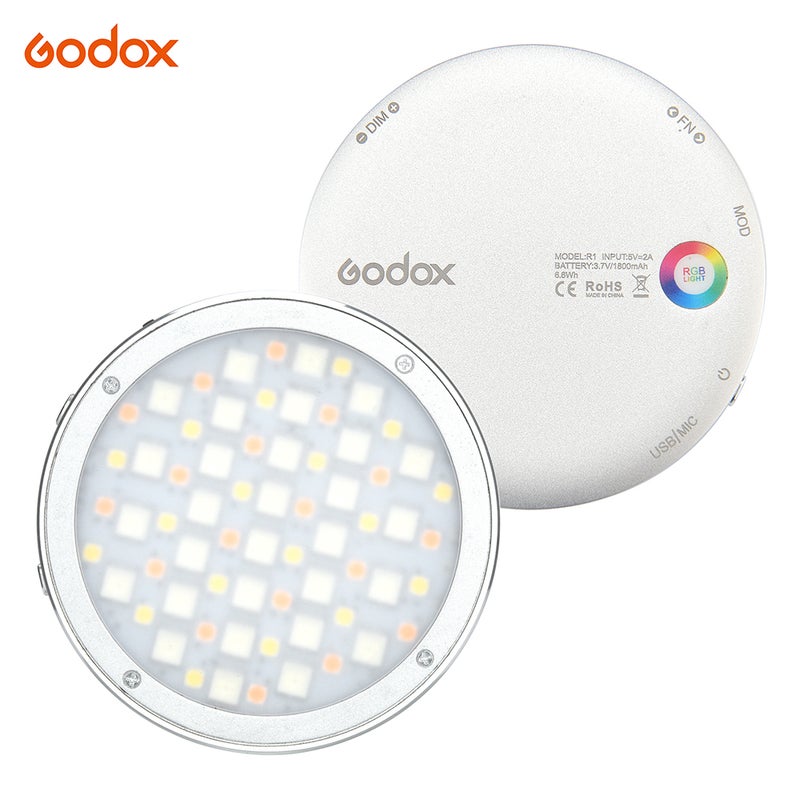 Godox R1 RGB Mini Creative LED Fill Light Silver - Image 1