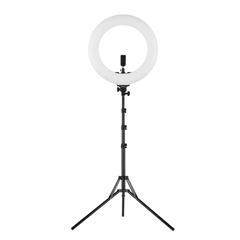 18 Inch 60W LED Ring Light with Mobile Holder Black - Image 3