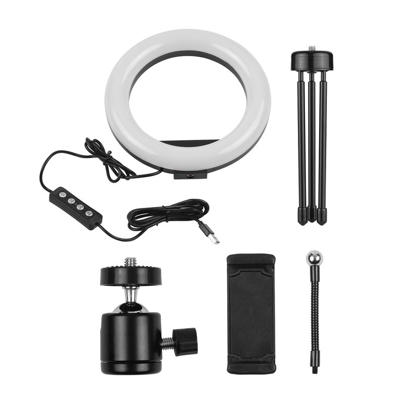 8 Inch LED Ring Light 10W 2700-5500K Color Temperature with Ballhead Cell Phone Holder Tripod Multicolor - Image 2