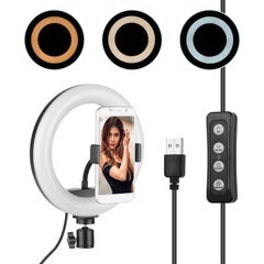 9 Inch LED Ring Light 10W 2700-5500K Color Temperature with Ballhead Cell Phone Holder Multicolor
