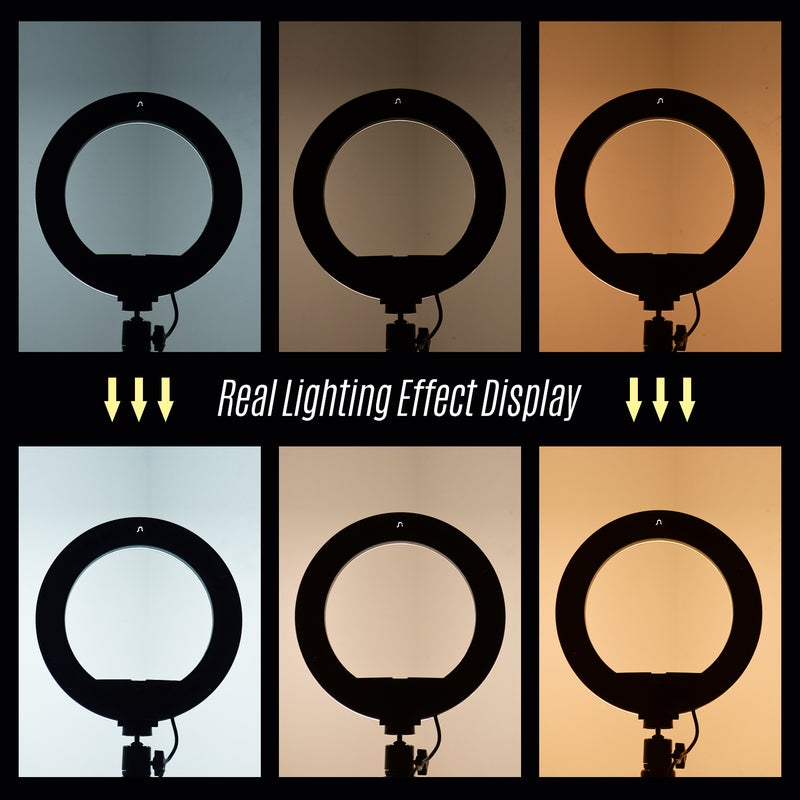Generic - 9 Inch LED Ring Light 10W 2700-5500K Color Temperature with Ballhead Cell Phone Holder Multicolor - Image 1