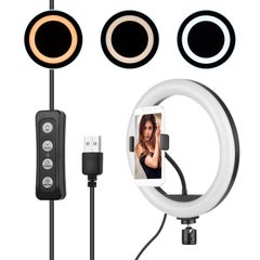 10 Inch LED Ring Light 10W 2700-5500K Color Temperature with Ballhead Cell Phone Holder Multicolor