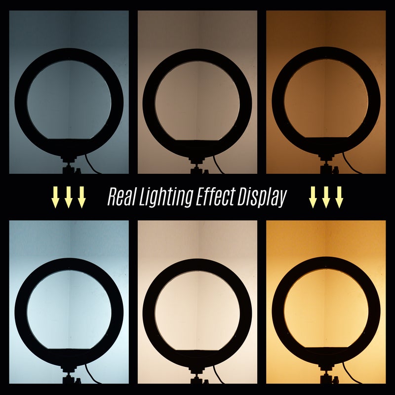 Generic - 10 Inch LED Ring Light 10W 2700-5500K Color Temperature with Ballhead Cell Phone Holder Multicolor - Image 1
