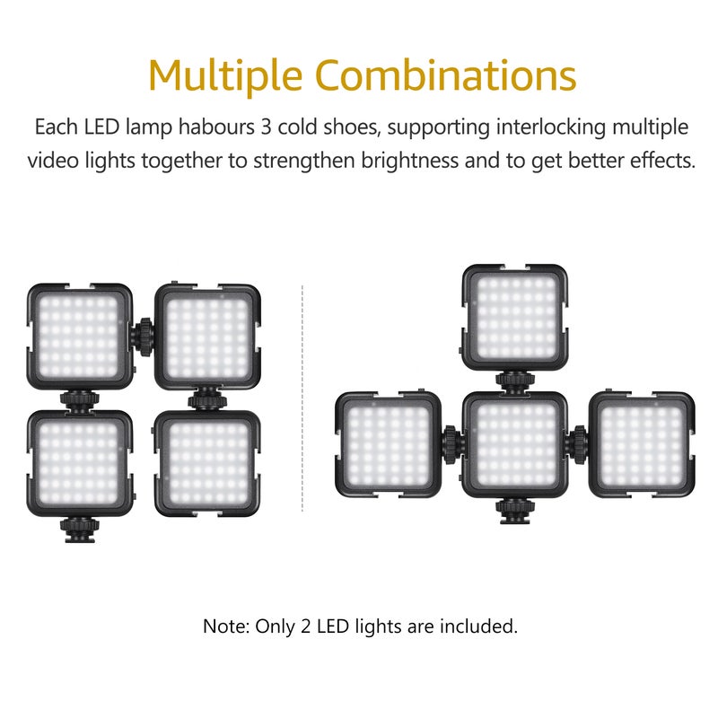 ANDOER 2 Piece 42 Ultra Bright LED Lights with Cold Shoe Mount Black  - Image 3
