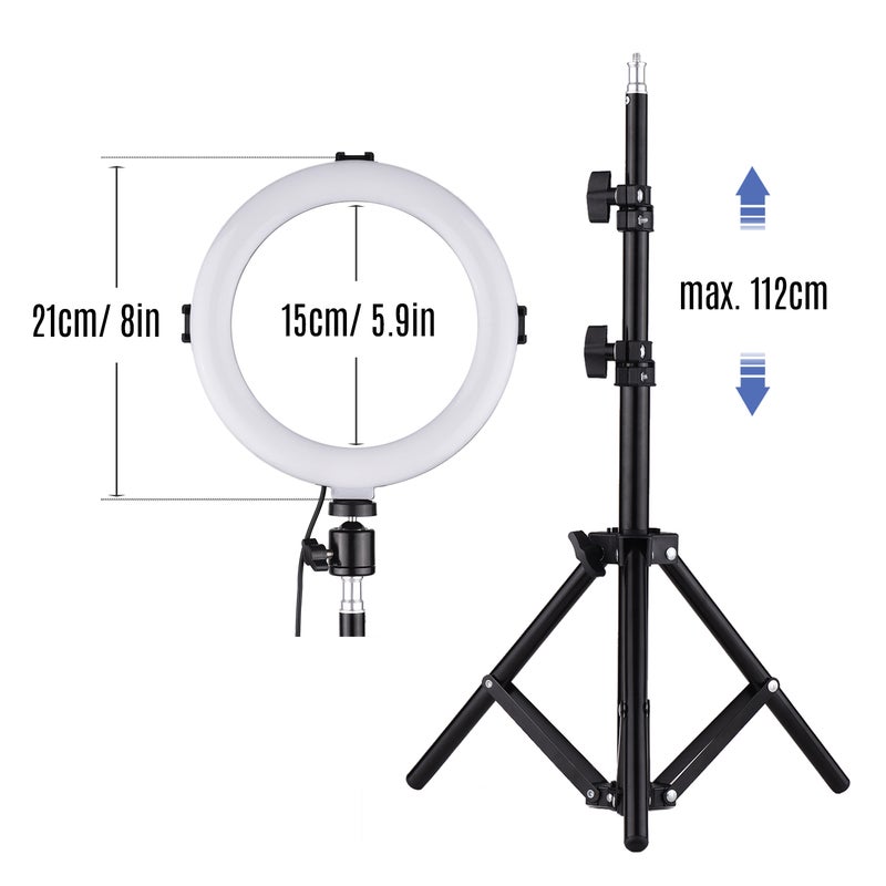 ANDOER 8 Inch LED Video Ring Light 3200-5600K Dimmable with Phone Holder Mini Humidifier Black - Image 3