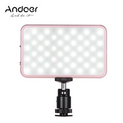 ANDOER FL-08 Mini LED Video Light Panel with Cold Shoe Mount Adapter Pink  - Image 1