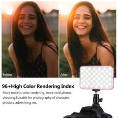 ANDOER FL-08 Mini LED Video Light Panel with Cold Shoe Mount Adapter Pink  - Image 3