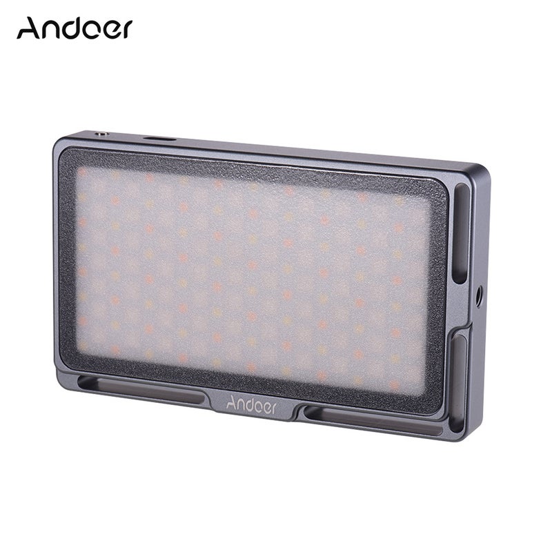 ANDOER Portable RGB LED Video Light Panel with OLED Screen Grey - Image 1