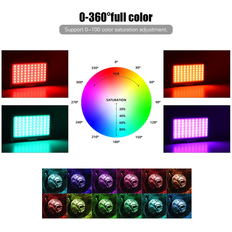 ANDOER Portable RGB LED Video Light Panel with OLED Screen Grey - Image 2