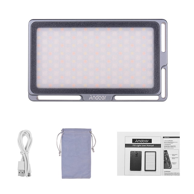 ANDOER Portable RGB LED Video Light Panel with OLED Screen Grey - Image 4