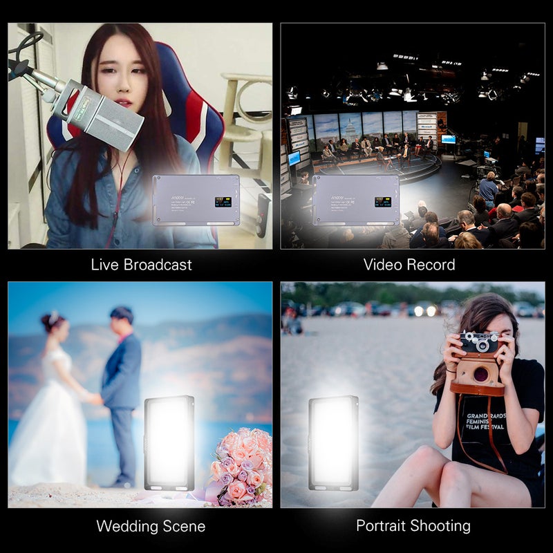 ANDOER Portable RGB LED Video Light Panel with OLED Screen Black - Image 3