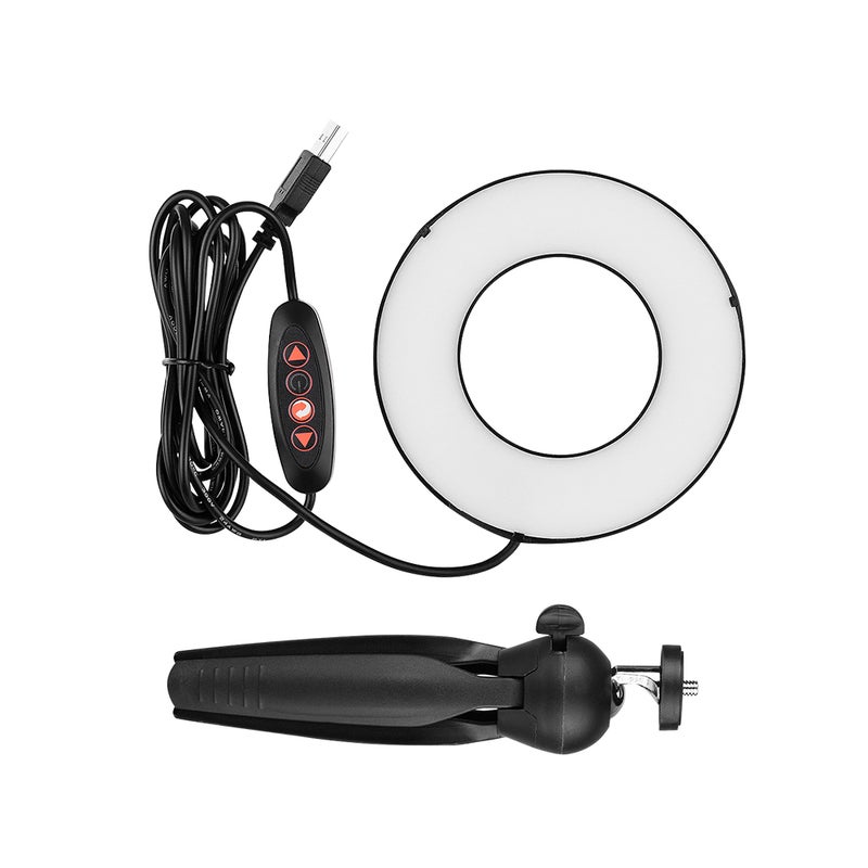 Generic - 4.6 Inch LED Ring Light Lamp with Mini Tripod Stand Black - Image 1