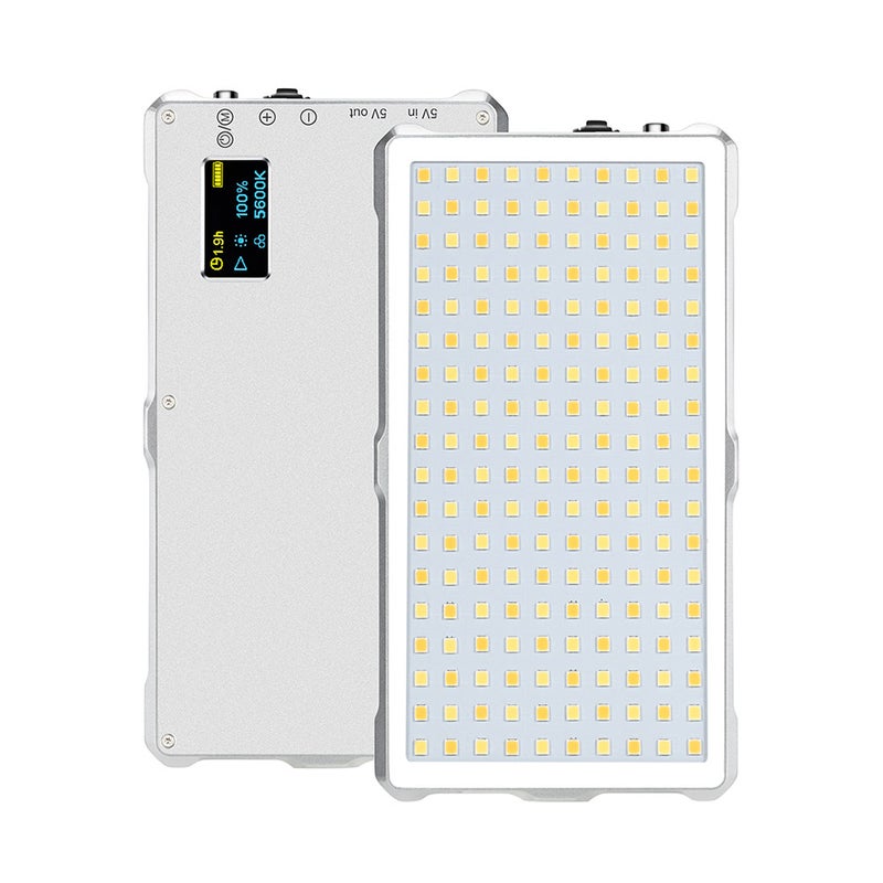 مصباح لايت فوتو F12 صغير بإضاءة LED مع محول تثبيت لشاشة العرض ووظيفة الباور بنك فضي