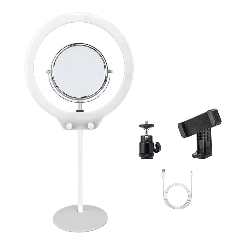Zomei ZM128 Portable 128 LED Ring Light 3200K-5600K Bi-Colour with Mirror and Phone Clamp White  - Image 4