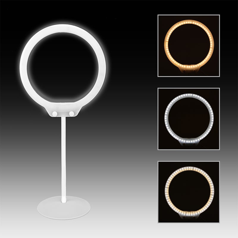 Zomei ZM128 Portable 128 LED Ring Light 3200K-5600K Bi-Colour with Mirror and Phone Clamp White  - Image 5