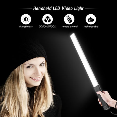 Handhled LED Light Stick Dimmable Bi-Colour with Remote Carry Bag Multicolor