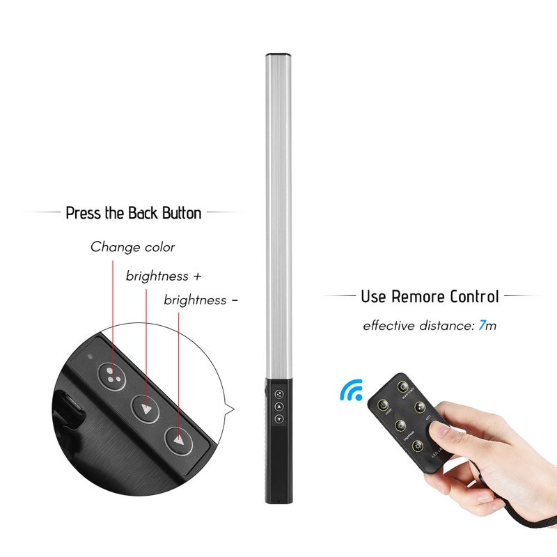 Generic - Handhled LED Light Stick Dimmable Bi-Colour with Remote Carry Bag Multicolor - Image 1
