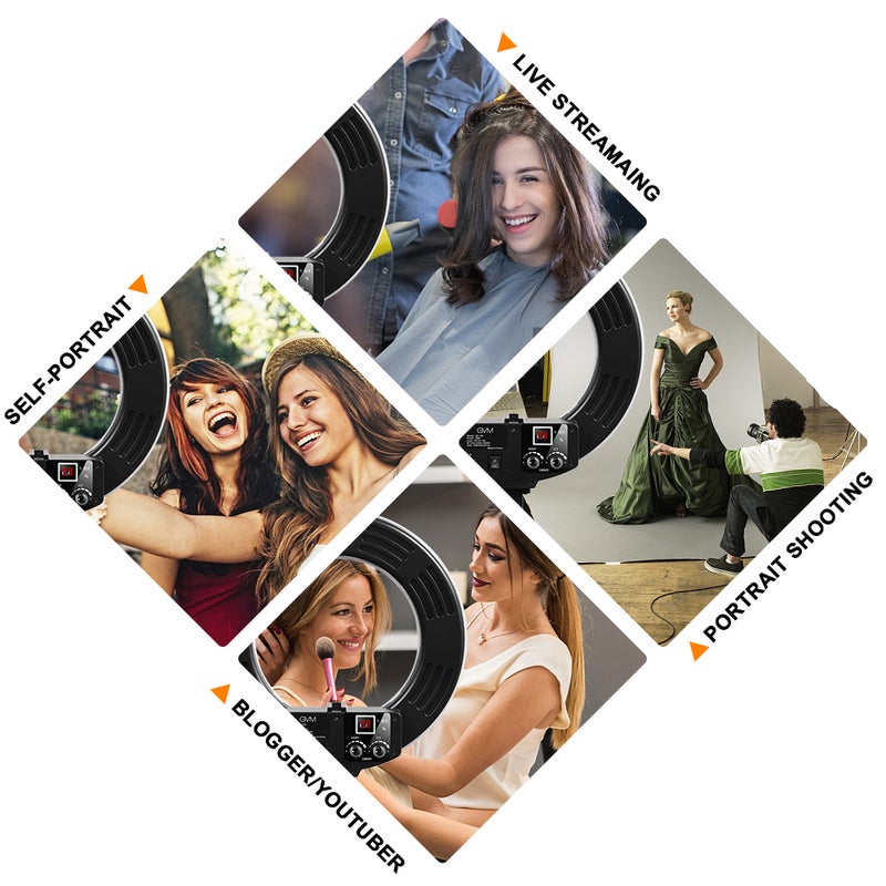 GVM HD-18D 18 Inch 55W 252 SMD LED Studio Ring Light Dimmable Lamp Multicolor - Image 2