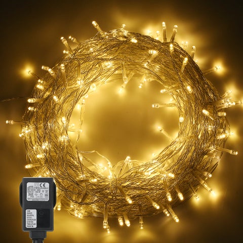 شريط إضاءة مكوّن من 200 مصباح LED أبيض دافئ 17*9*10سم
