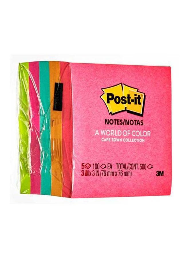 Pack Of 5 Neon Collection Post It Notes Set Multicolour - v1605970749/N33806399A_2