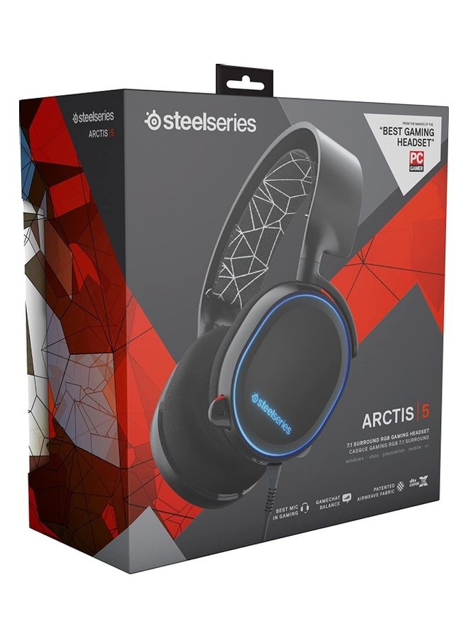 ستيل سيريز سماعة رأس للألعاب أركتس 5 بإضاءة متعددة الألوان RGB  وبصوت محيطي DTS 7.1 - Image 2