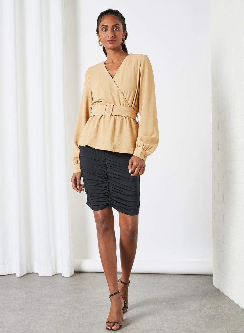 VERO MODA High Waist Ruched Skirt Black  - Image 3