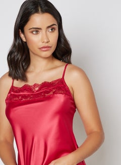 Amante Flower Embroidered Night Dress Persian Red  - Image 3